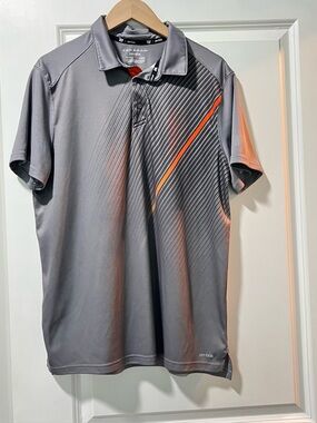 Tek Gear DryTek Men's Gray Short Sleeve Polyester Polo Shirt Casual Size Large